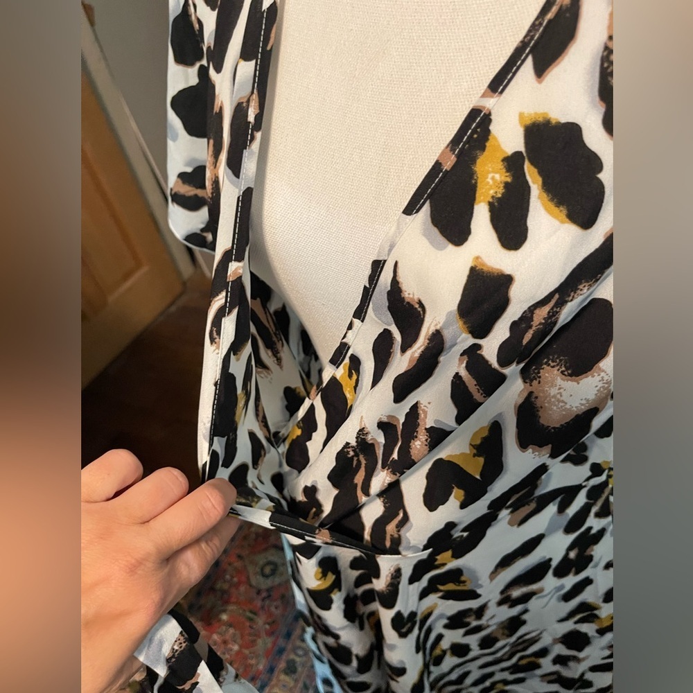 SHEIN Plus Allover Print Self Tie A-line Dress in Animal Print Leopard 0XL 12 - Picture 9 of 13